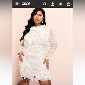 ASOS LUXE faux pearl embellished mini dress